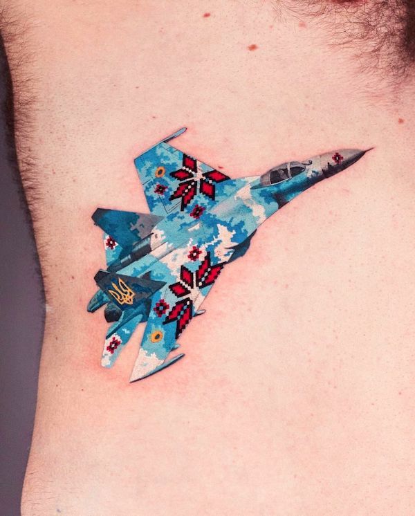 Pixel jet tattoo by @lukovnikovtattoo