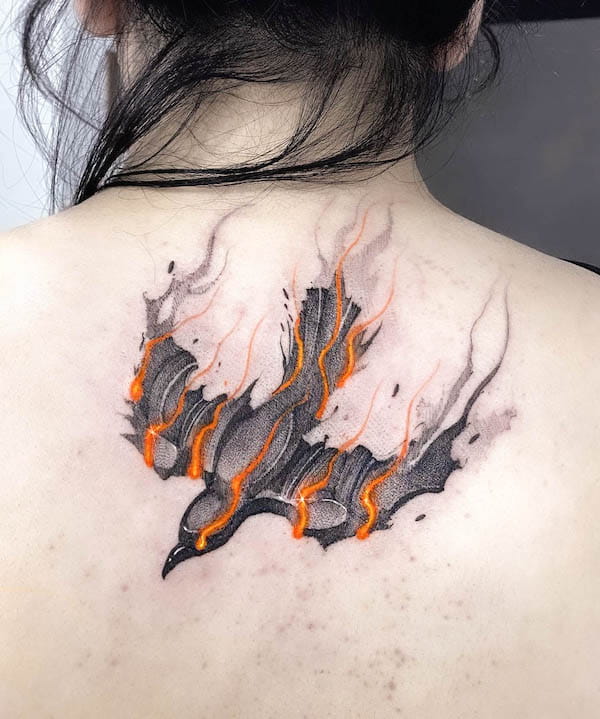 Realism fire bird tattoo by @tony.art_.tattoo