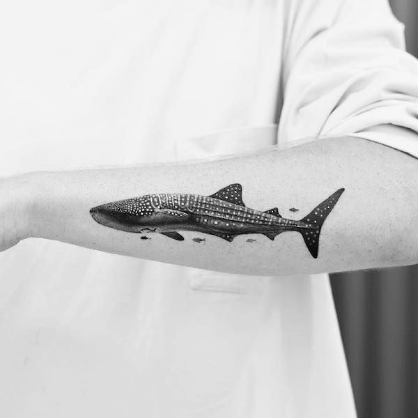 Realism whale shark tattoo by @bachtzbali