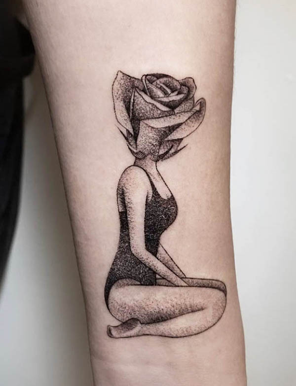 Rose girl concept tattoo by @wesst_tattoo