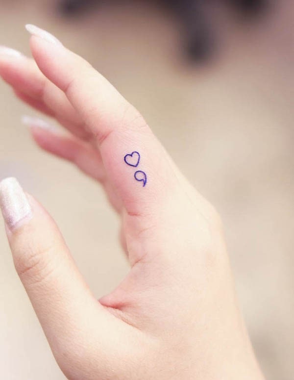 Semicolon heart tattoo by @wittybutton_tattoo