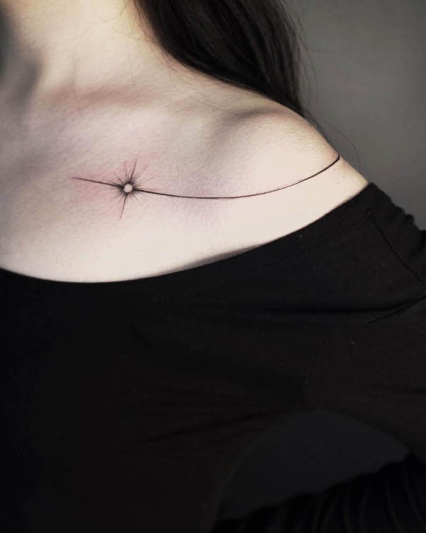 Should and collarbone star tattoo by @flashlightuniverse