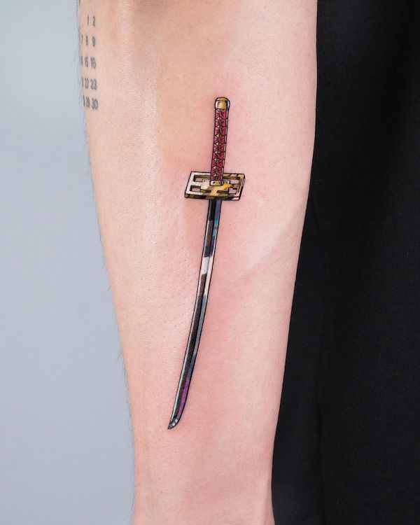 Simple samurai sword tattoo by @coldchillchild