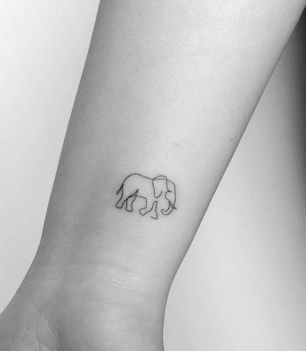 Simple elephant wrist tattoo by @mrs.tattoo