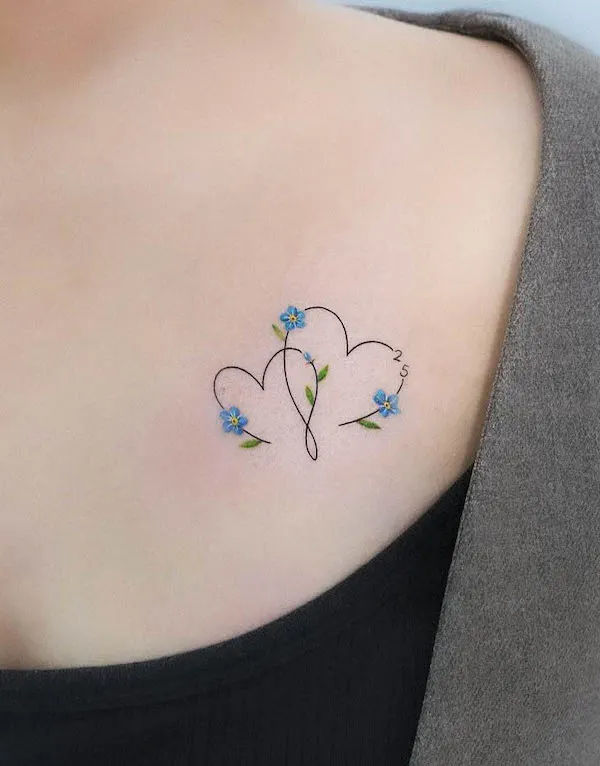 Simple floral hearts by @suya_ink