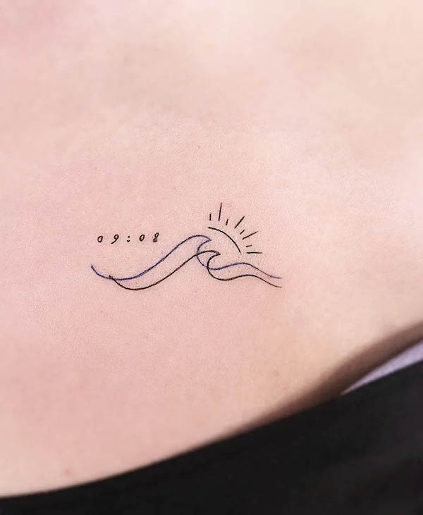 Simple wave outline tattoo by @gorae_tattoo