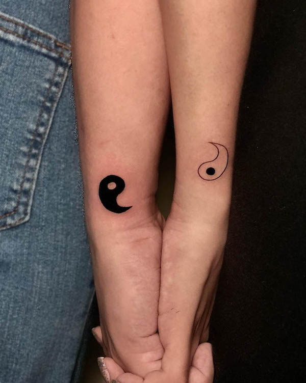 Simple yin yang couple tattoos by @joshuajem