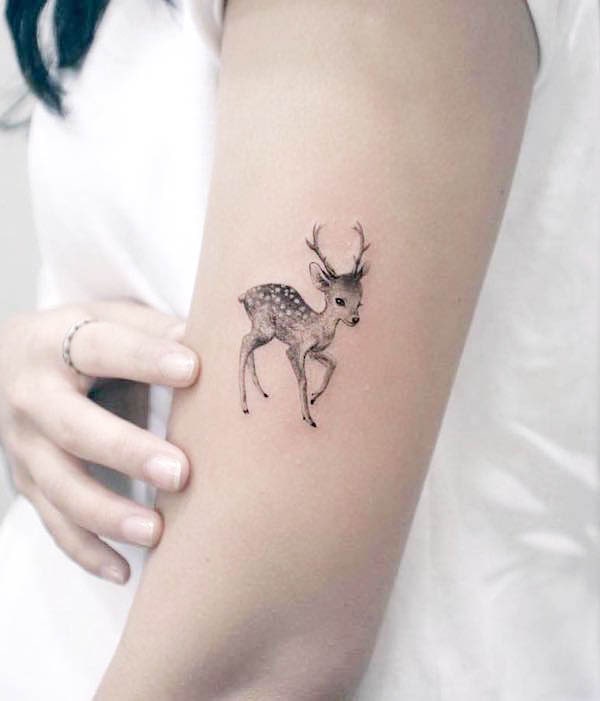 Small baby deer tattoo by @zipinblack