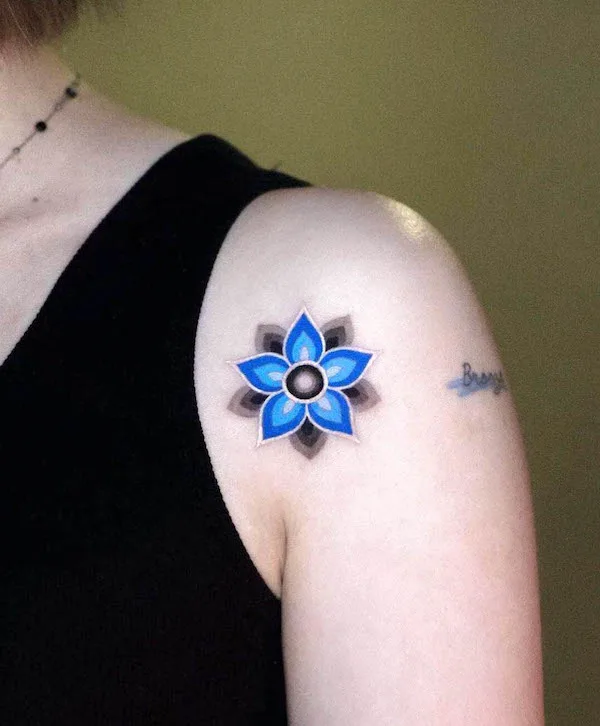 Small blue mandala tattoo by @kiwa_jip