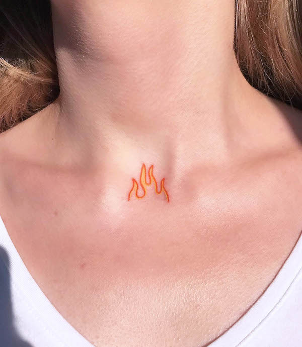 Small fire throat tattoo by @bjorn_pok