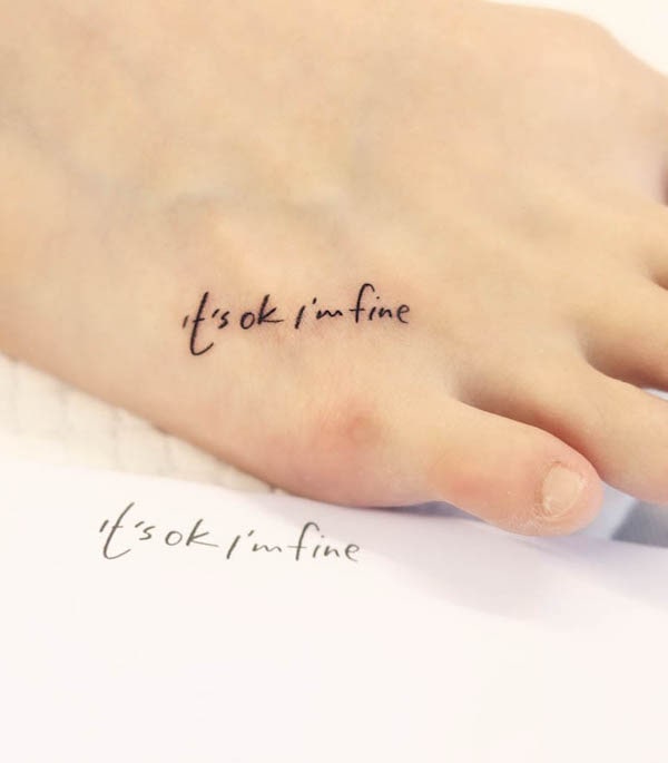 Small quote tattoo on the foot by @wittybutton_tattoo