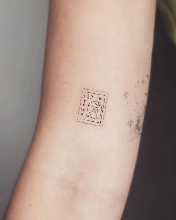 Small stamp of home by @west4tattoo