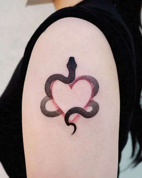 Snake and heart tattoo by @choiyun_tattoo