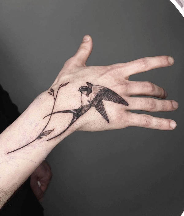 Swallow and branch by @ana_zharkowa