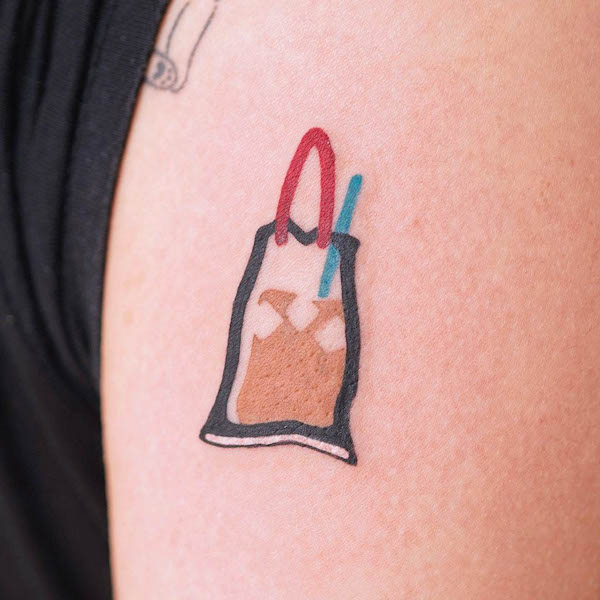 Takeaway coffee tattoo by @honestbobtattoos