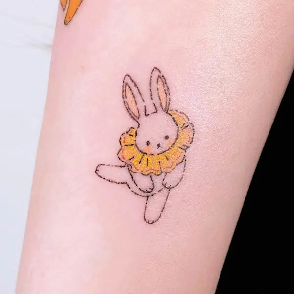 The dancing rabbit cute tattoo by @peaz502