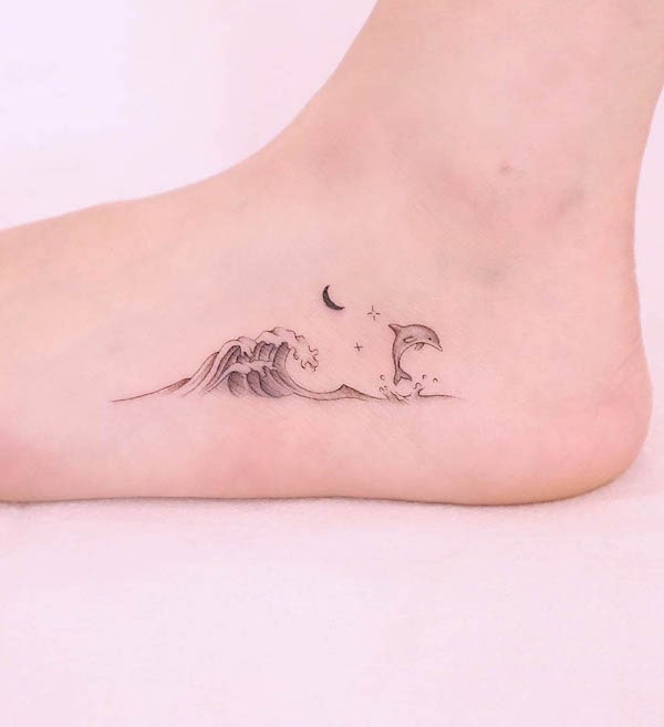 Girly ankle tattoo by @moonmoon__tattoo