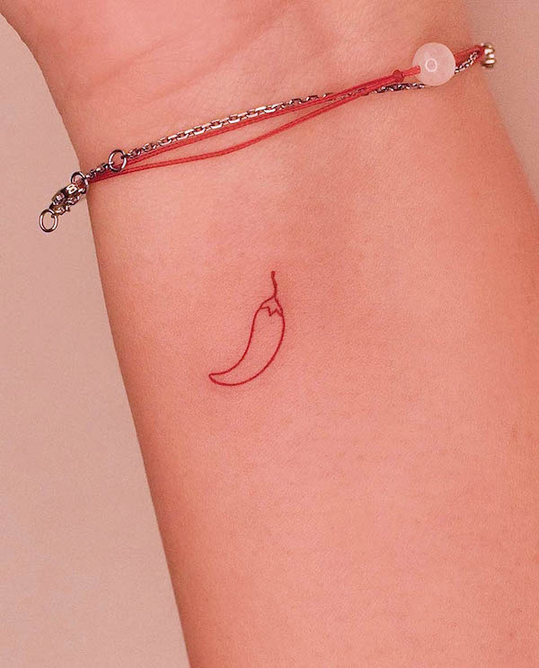 Tiny cute chilly tattoo by @tattooer_jina