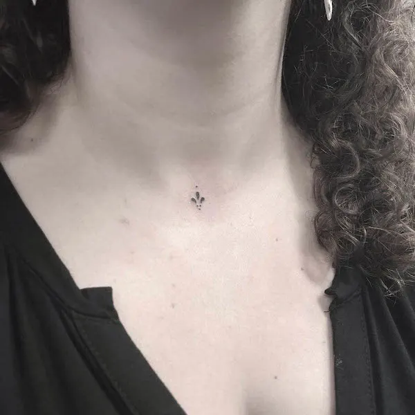 Tiny ornament neck tattoo by @pokedbypeachs