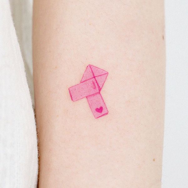 Tiny pink scarf cute tattoo by @e.ple_tattoo