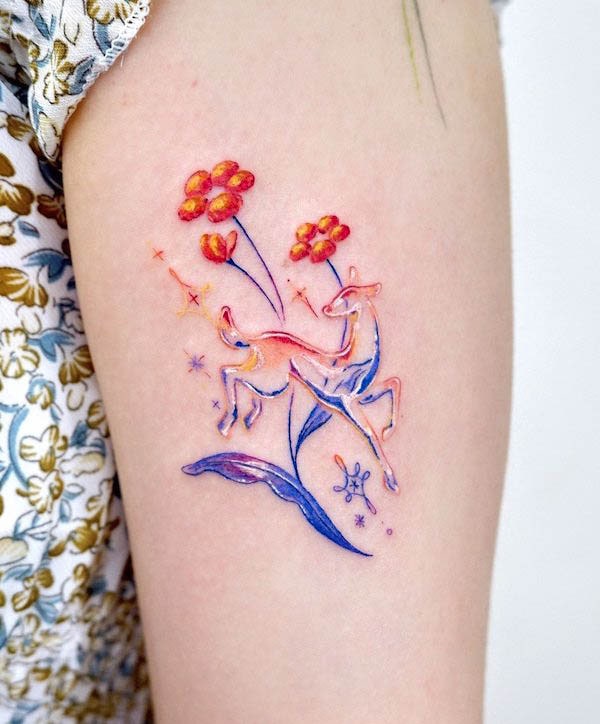 Translucent deer tattoo by @second.pin