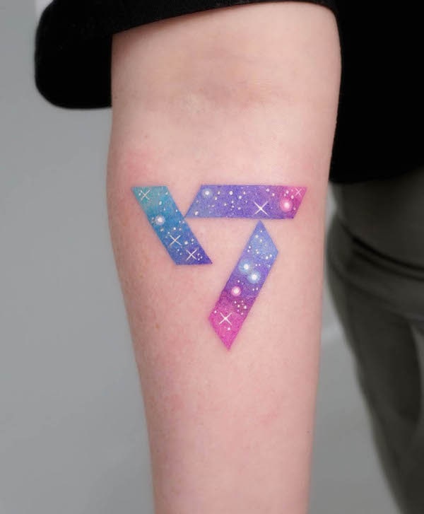 Triangular universe tattoo by @tattooist_sigak