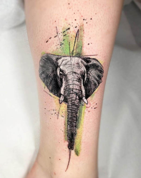 Unique elephant tattoo by @kirian_tattoo