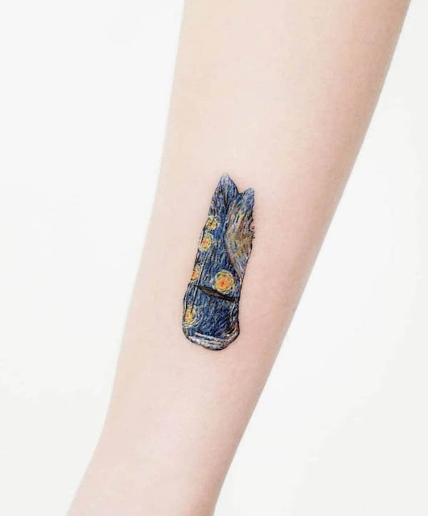 Vincent Van Gogh brushstroke tattoo by @needsyou_tattoo