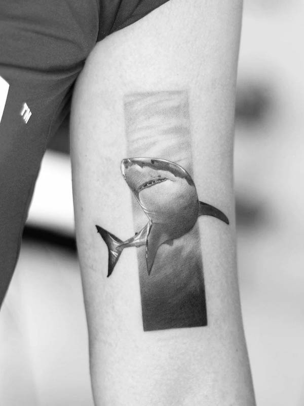 White shark stripe tattoo by @joseph_dossa_ink