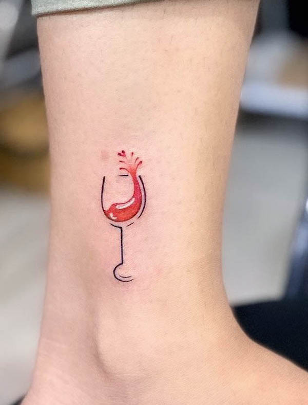 Wine glass tattoo by @nains_tattoo