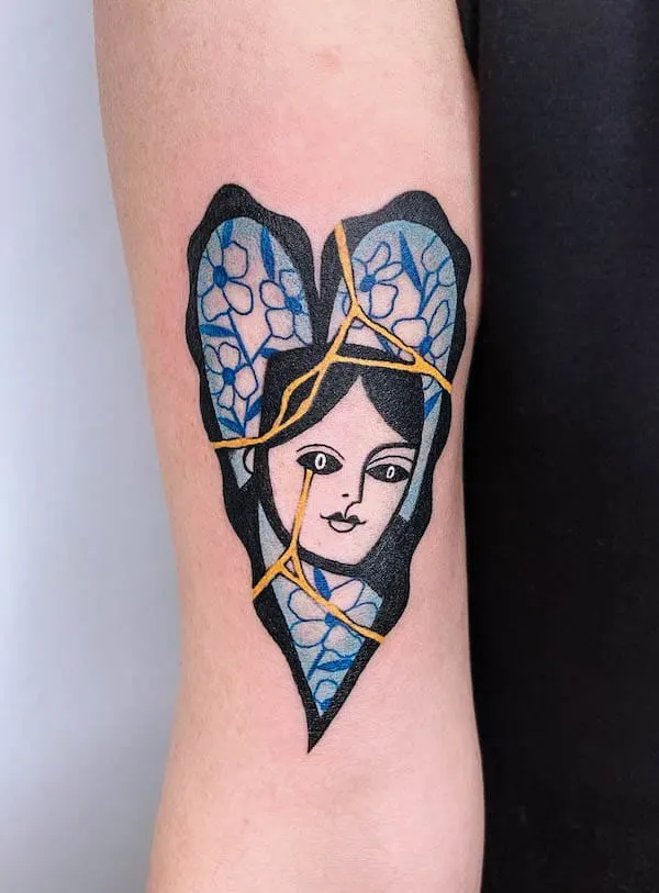 Witchy kintsugi portrait tattoo by @manq90