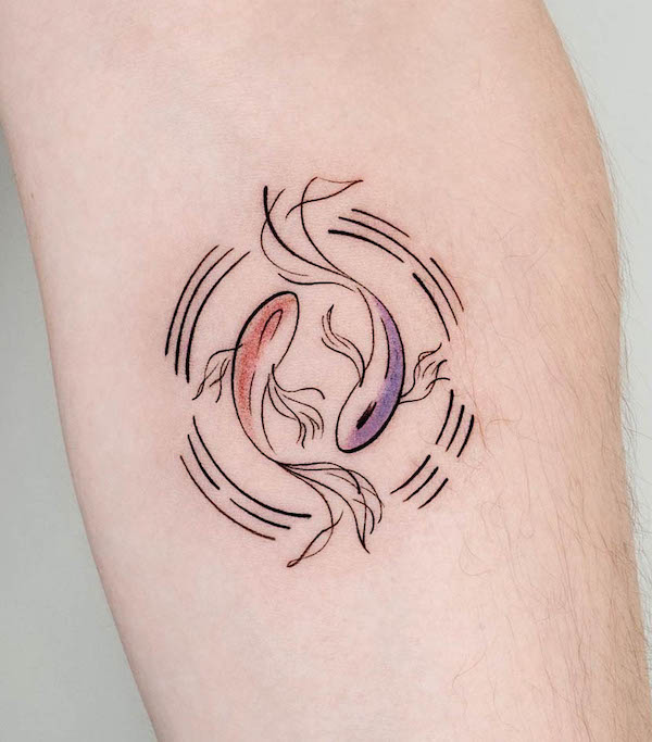 Yin yang koi fish tattoo by @heim__tattoo