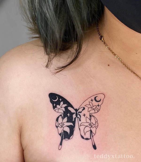 Yin yang butterfly tattoo by @teddyxtattoo