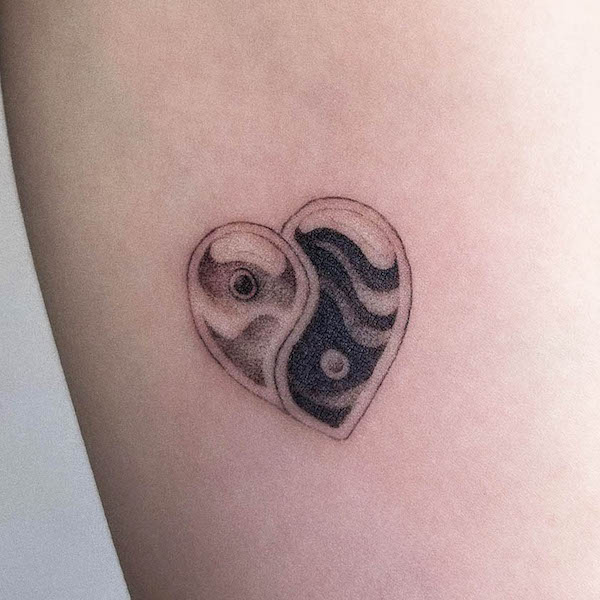 Yin yang heart tattoo by @syctattoo