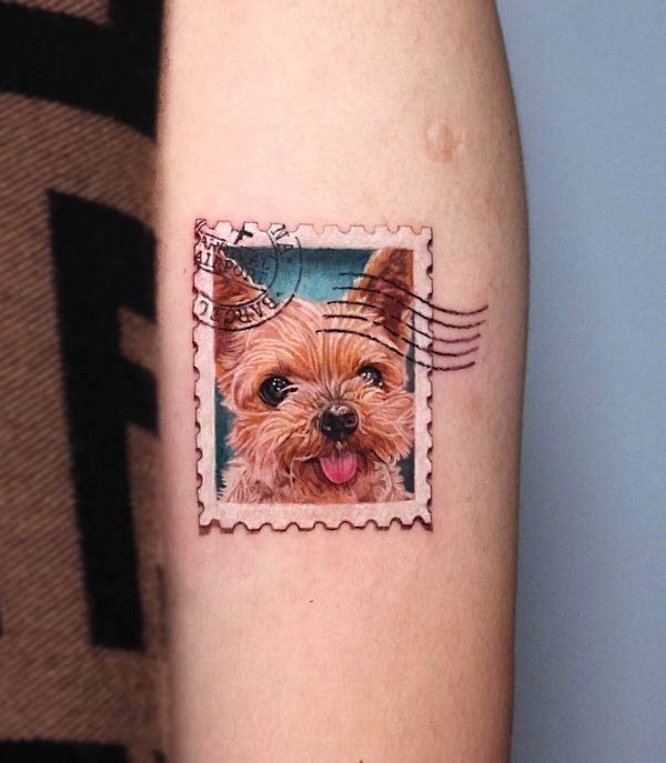 Yorkshire dog tattoo by @mogui_tattooart