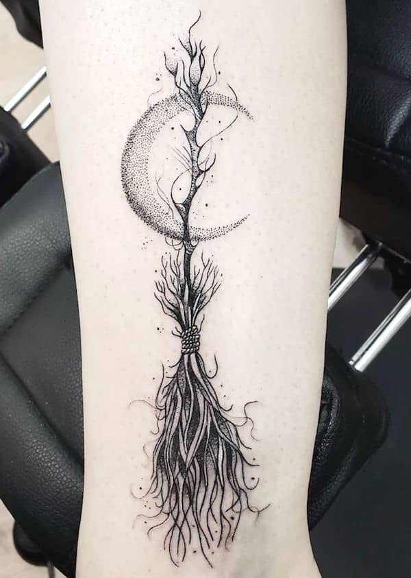 The magic broomstick tattoo by @artofwarroy- Fantasy Magic tattoos