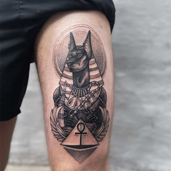 Tattoo anubis đùi cực đẹp