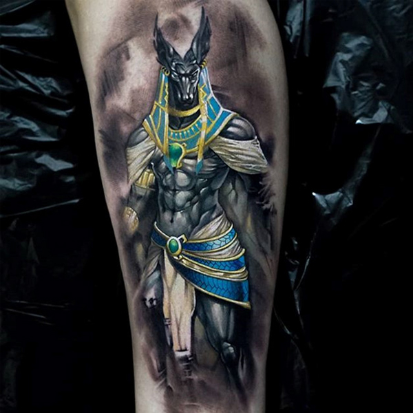 Tattoo anubis ở băp chân đẹp