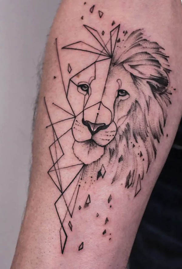 Geometric lion tattoo by @docteurjekylloffice