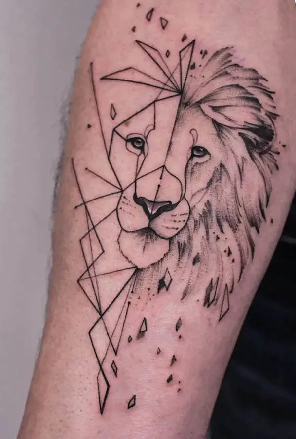 Geometric lion tattoo by @docteurjekylloffice