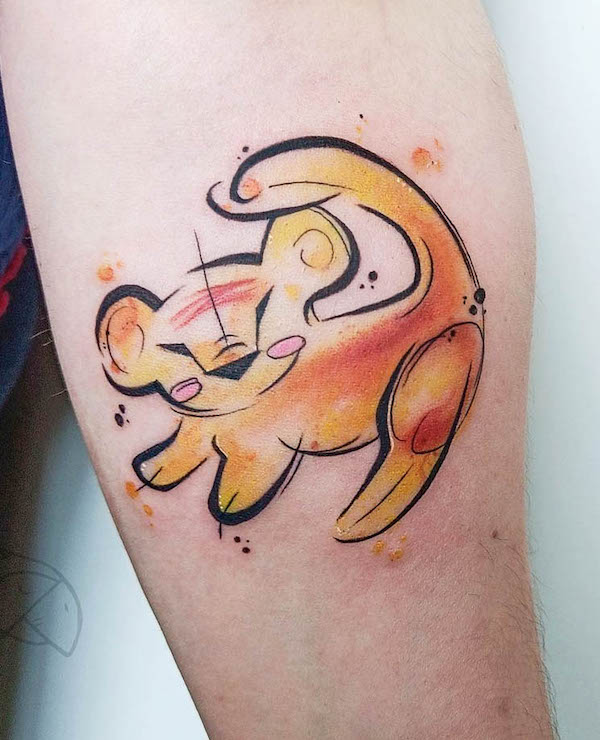 The Lion King cave painting tattoo by @euthanasia.ink