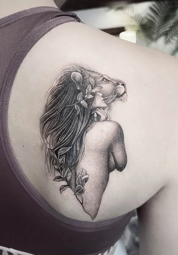 She roars lion tattoo by @seahdeborah