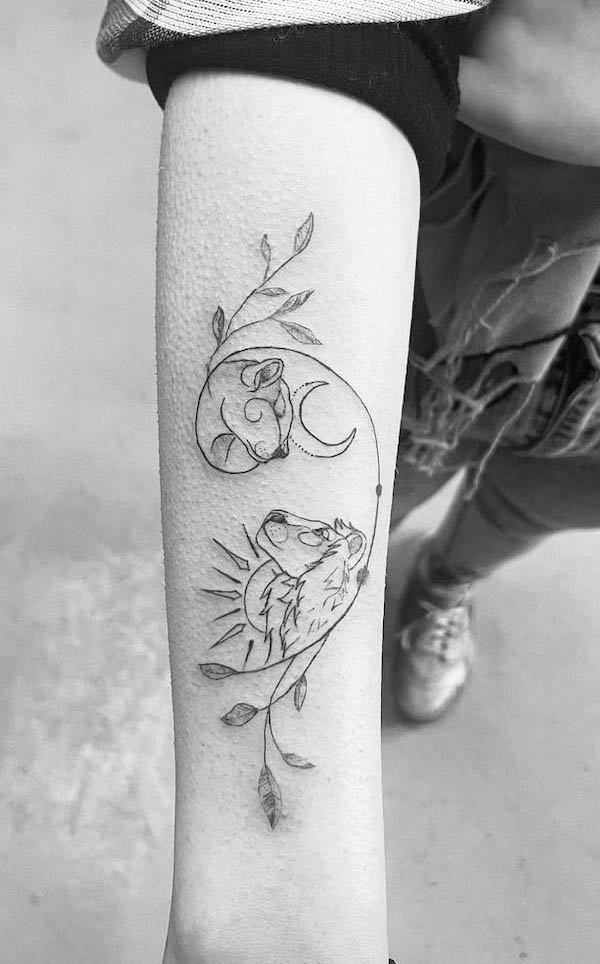 Sun and moon lion tattoo by @sioacr