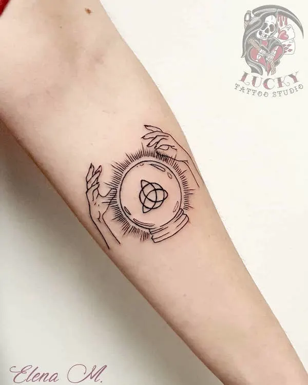 The Celtic knot Triquetra tattoo by @lucky_tattoo_studio- Wicca symbol tattoos