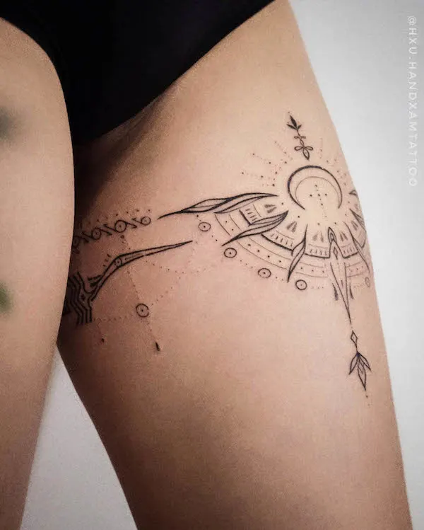 thigh band tattoo by @hxu.handxamtattoo