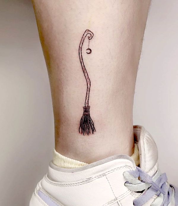 The magic broomstick tattoo by @xingalmond- Fantasy Magic tattoos