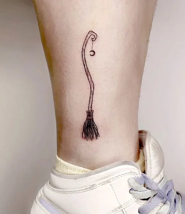 The magic broomstick tattoo by @xingalmond- Fantasy Magic tattoos