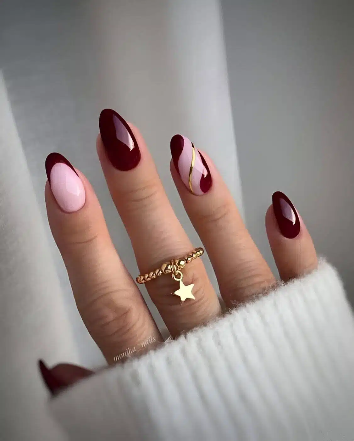 Abstract Burgundy Nails