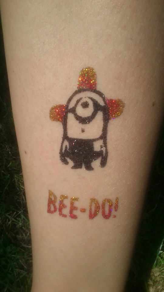 Bee Do Black Minion Tattoo Design For Leg