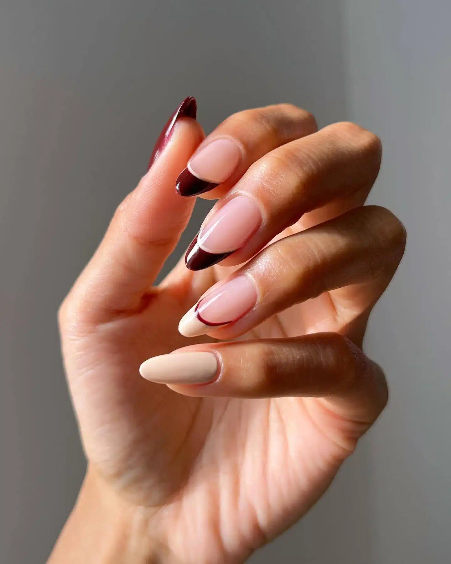 Red And White French Mani